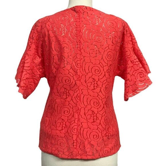 Banana Republic Womens Orange Floral Lace Flutter Sleeve Top w Cami  Sz XS NEW - Picture 5 of 7